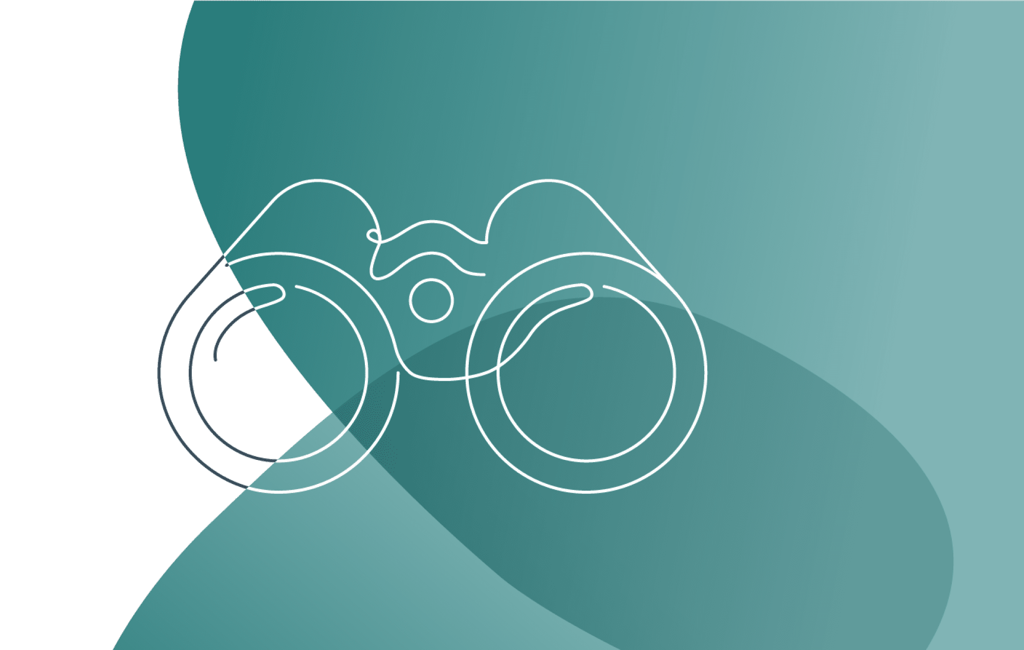 Binoculars line illustration on a green abstract background