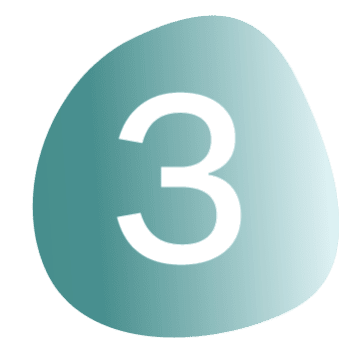 Teal rounded icon with the number 3 in white