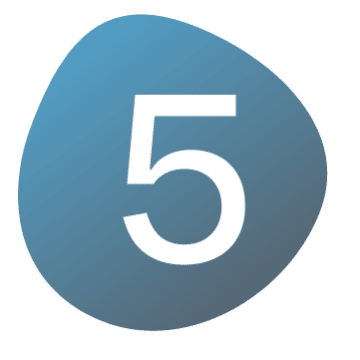 Blue rounded icon with the number 5 in white
