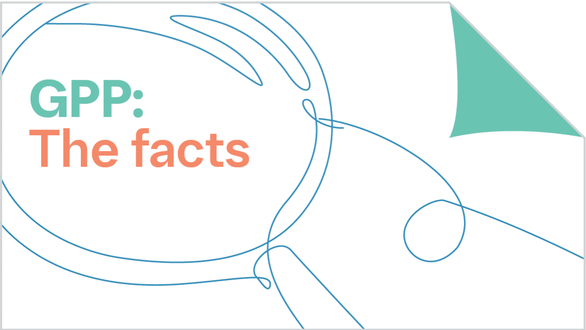 GPP: The facts guide, showing a stylized illustration and a folded corner