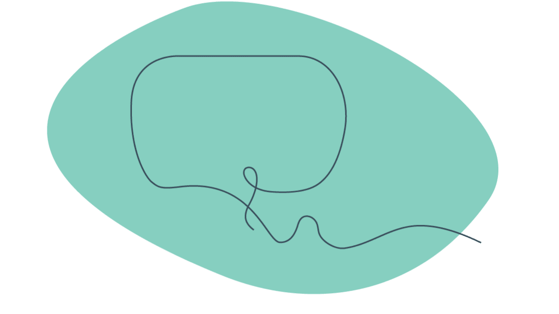 Speech bubble line drawing over green background